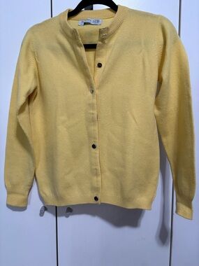 Vintage Ballantyne Pale Yellow Crewneck Button-Front Cardigan